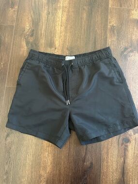 Forever 21 Men's Black Swim Trunks with Drawstring Waist
